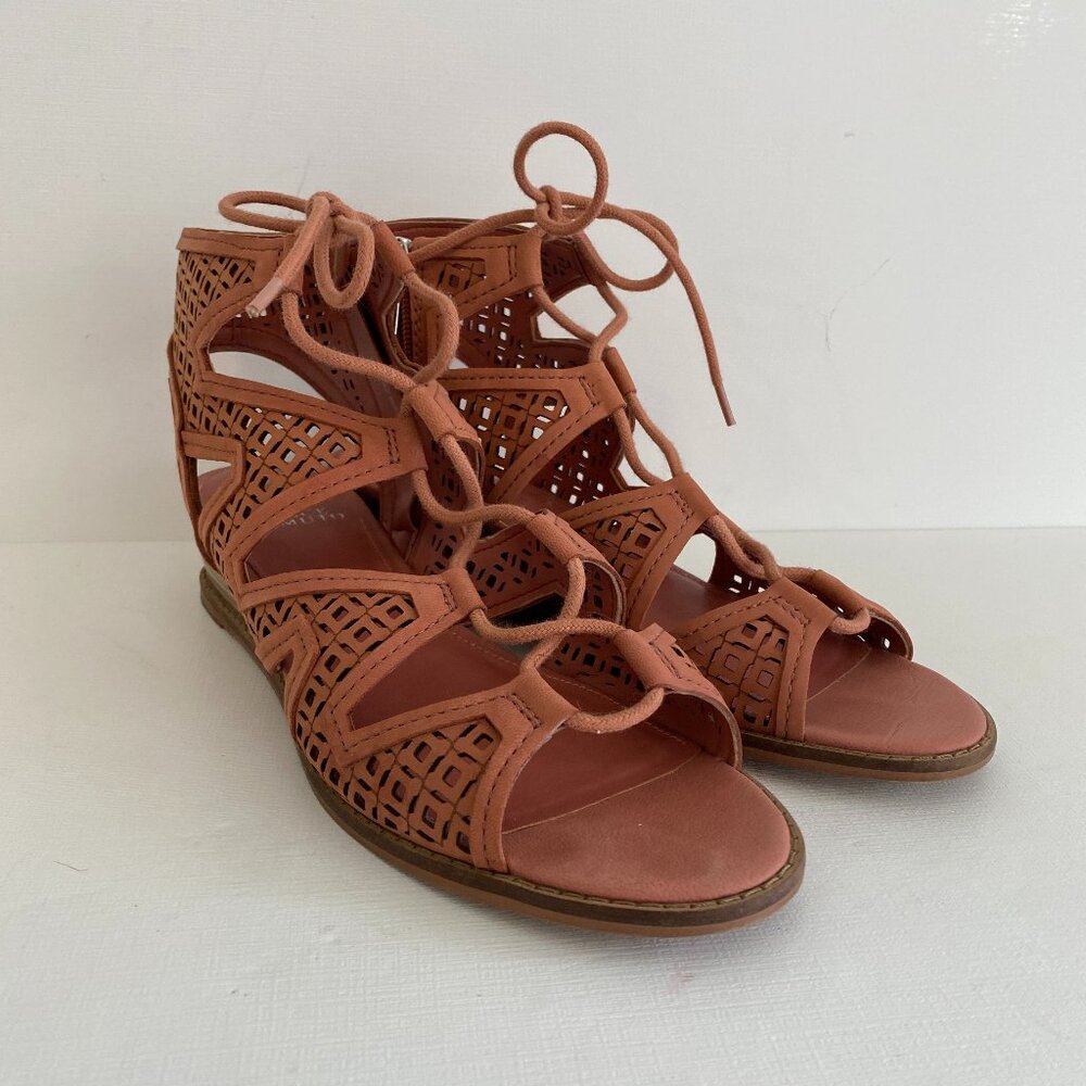 Vince Camuto Rollera Sushi Nubuck Leather Wedge Sandals US 10